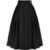 Generisch Gonna plissettata da donna Midi, gonna a pieghe, linea ad A, tinta unita, a vita alta, rockabilly, gonna per feste e feste, Nero , M