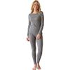 LAPASA 100% Lana Merino Set Termico Intimo Donna Leggero Strato Base Maglia a Maniche Lunghe e Pantaloni Lunghi L58 Grigio M