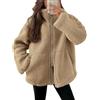 uxxnjfg Cappotto Donna Invernale Elegante Fleece Felpa Pile Giacca Invernale Donna Peluche Sci Giacca con Cappuccio Sportiva Cardigan Parka con Tasche Abbigliamento(Marrone Chiaro,XXL)