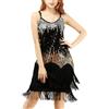 Vhersily Abiti da Ballo Donna Senza Maniche Tango Latin Jazz Paillettes Nappa Abito Vestiti Latino Americano Frange Lustrino Rumba Salsa Samba Sexy, Per Cosplay 20s Rock Street Style