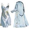 Generic Camicia da notte in raso da donna lunga | Abito sottoveste sotto il vestito in raso comodo abito da notte sottile pigiama da sposa per festa nuziale leggero pigiama di media lunghezza set quattro