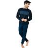 ALV by Alviero Martini Pigiama Lungo da Uomo, Tuta Homewear in Cotone e Poliestere, Girocollo con Bottoni, Tasche Laterali, Regular Fit (IT, Testo, L, Regular, Regular, ALI563 Blu/Cobalto)