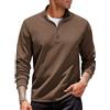 COOFANDY Felpa Uomo Senza Cappuccio Sweatshirt Mezza Zip Marrone M