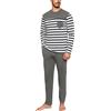 Aseniza Pigiama Uomo Invernale Cotone Lungo Due Pezzi Set Pigiami Righe Uomo Maniche Lunghe da Casa Caldo Loungewear Casual Grigio-232, M