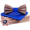 HZQIFEI Set di papillon in legno, papillon in legno, con tessuto quadrato e spilla in legno, per regalo, ricevimento, matrimonio