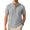 Enlision Camicia Lino Uomo Manica Corta Camicie Estive Uomo Collo Coreana Elegante Casual Spiaggia Ampia Maglietta Lino con Bottoni Henley Shirt