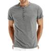 NITAGUT T-shirt Henley da uomo alla moda, casual, a maniche lunghe/corte, con pattina frontale