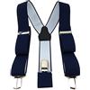 TigerTie - Bretelle unisex a Y con 3 clip molto robuste, in tinta unita, lavorazione di alta qualità, larghezza 35 mm blu navy. Taglia unica