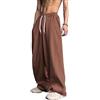 PADOLA Pantalone della Tuta Uomo Largo Y2K Streetwear Vita Elasticizzata con Cordino Tasche Laterali Pantalone Casual Baggy per Sport e Tempo Libero(3XL,Marrone)