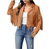 Generic Giacche da Donna in Pelle Scamosciata Sintetica con Frange Cappotti Corti da Moto con Nappe Moda Giubbotto Compatible with Moto Estivo