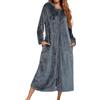 Generisch Set da donna con chiusura lampo, pigiama da notte invernale da donna, nero, corto, grigio., XL