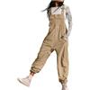 Cexiakong Salopette da donna, oversize, pantaloni da lavoro, pantaloni lunghi e larghi, con spalline regolabili e tasche, alla moda, tinta unita, per il tempo libero, O kaki, M