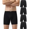 wirarpa Confezione da 4 Boxer da Uomo in Micromodal Lunghi Elasticizzato Mutande Uomo Intimo Maschile con Mosca Aperta Nero Taglia S