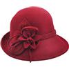 Ulalaza Cappello a Cloche in Feltro di Lana Invernale a Tesa Larga retrò con Fiore Fiocco Vintage Cappello alla Pescatora Floppy per Le Signore
