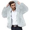 Generic Cappotto invernale da uomo, in pelliccia sintetica, con colletto a risvolto, in peluche, caldo cappotto di pelliccia, giacca di pelliccia finta pelliccia, bianco, XXXL