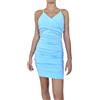 Lovelegis Vestito Donna Corto Elegante Incrociato sul Petto Mini Abito Sexy Discoteca Cerimonia Ballo Vestitino da Sera Aderente fasciato Tubino Ragazza Colore Azzurro Taglia L