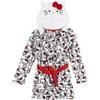 Hello Kitty Accappatoio da bambina con cappuccio - Vestaglia soffice con motivo a gatti, orecchie, fiocco, morbido tessuto in pile, caldo, taglie 116-152, bianco, 116