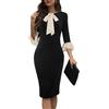HOMEYEE Vestito Donna Elegante 3/4 Manica Vestiti da Sera Matita retrò Bodycon Midi Cocktail Tubino Vestito B800 (S, Nero)