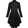 Generic 2025 Giacca Gotica Donna Manica Lunga- Giacca Zip Vintage Slim Asimmetrica Chic Renaissance Steampunk Cappotto Cosplay Costume Temperamento Halloween Carnevale Medievale Giacche