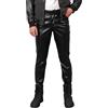 Generisch Pantaloni in pelle, da uomo, in pelle, da motociclista, in ecopelle, slim fit, pantaloni lunghi, a matita, per lo spettacolo di palcoscenico, per il tempo libero, alla moda, WS Nero, M