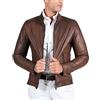 D'Arienzo Giacca Pelle Marrone Nuvolato Uomo Giubbino Moto Vera Pelle Made in Italy Ted