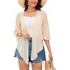 Dosieyeo Bolero - Giacca da donna in chiffon, con maniche a 3/4, leggera, ariosa, elegante, per abito, beige., L