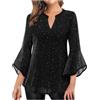 NZYIHAO Maglia da donna elegante con scollo a V, a maniche a 3/4, con paillette, tunica estiva, leggera, per il fitness, a maniche lunghe