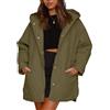Vagbalena Piumino Casual Invernale da Donna Casual Trapuntato con Cappuccio Trapuntato a Rombi Piumino Casual con Cappuccio Oversize con Bottoni (Verde dell'Esercito,XL)