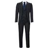 Tru Clothing Abito da Uomo Nero Classico 3 Pezzi in Tweed a Spina di Pesce 48
