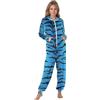 Mymyguoe Accogliente tuta da donna, tuta intera lunga, con motivo leopardato, con cappuccio, motivo tigre blu, tuta o costume, Blu, L