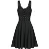 Generic Abiti da donna gotici eleganti, abito rockabilly, abito corto senza maniche, miniabito a-linea, abito da festa vintage steampunk, costume sexy aderente, abito da cocktail festivo, gonna a pieghe