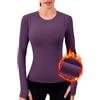 IECCP Theraml Maglia Sportiva da Donna,a Maniche Lunghe,in Pile,con Foro per Il Pollice, Leggera, per Sport, Palestra, Yoga, Allenamento,Escursionismo,Sci