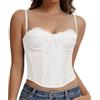 Werkiss Corset da donna in pizzo, corsetto per la pancia, con spalline regolabili, con fibbia, bianco, XS