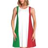 YQxwJL Abito estivo da donna, con stampa bandiera italiana, senza maniche, linea ad A, con tasche, per vacanze al mare, nero, M