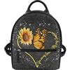 Binienty Zainetto da donna con stampa grafica, borsa piccola in pelle PU, borsa a tracolla per viaggi, feste, bomboniere, spiaggia, Cuore Farfalla Girasole