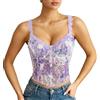 LEACOOLKEY Corsetto da Donna in Pizzo Bustier Sexy Trasparente a Fiori Top Corto Elegante in Rete con Lacci Corpetto Top Modellante per Uscite, Appuntamenti, Feste e Festival Musicali