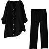 Meaunzyl Tuta Donna Completa Di Lino 2 Pezzi Pantalone Lungo Estivo Tuta Elegante Completo Casual Set Estiva Camicia E Pantaloni Cotone Completi Leggera Comodi Tute Curvy Taglie Forti Tinta Unita Da Spiaggia