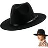 ASTRQLE Cappello Fedora unisex a tesa larga con fibbia per cintura regolabile classico cappello da chiesa Panama per donne uomini, Nero , M