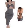 SINROYEE Mini Abito da Donna con Scollo a V Profondo e Schiena Scoperta, per Feste, Serate, Sexy, da Discoteca