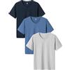 LAPASA Pacco da 3 Maglietta Uomo Cotone Elastico Premium Collo a V T-Shirt Maniche Corte Canottiera Morbida M06 Grigio Chiaro, Blu Grigiastro, Blu Navy XL