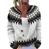Chanpning Maglione da Donna Irlandese Nordic Fantasia Jacquard Invernale Cardigan Donna in Lana Aperto Casual Tunica Giacca a Maglia Girocollo Giubbotto in Cashmere Colorato Leggero Lungo sul Davanti Felpe