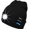ATNKE Berretto Bluetooth con LED Illuminato, USB Ricaricabile Wireless Musicale Cappello da Corsa Ultra Bright 4 LED Impermeabile Lampada Uso per Sci Escursionismo Campeggio Ciclismo/Nero