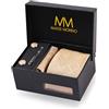 Massi Morino Cravatta con Fazzoletto da Taschino Set Uomo incl. Gemelli, Fermacravatta e Confezione Regalo - Set Cravatta Uomo per Matrimonio