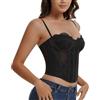 Werkiss Corsetto in pizzo da donna, bustino con cinghie in vita, per uscire e per feste, Nero , XXL