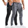 BROKIG Pantaloni da jogging da uomo lunghi con tasca per toppa, palestra, in cotone, pantaloni sportivi da uomo, lunghi, slim fit