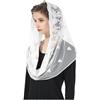 BEAUTELICATE Velo di Pizzo da Sposa Chiesa Religiosa Mantilla Infinito Sciarpa Copricapo Foulard Pizzo Cattolica per Matrimonio Messa In Latino Nero Bianco V103 (Bianco, Taglia Unica)
