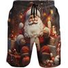 Generic Babbo Natale Stellato Uomo Pantaloncini da Mare Leisure Costume Surf Pantaloncini con Tasche Costume Piscina Estate Bermuda da Bagno L