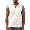 IMEKIS Canottiera da uomo, con cappuccio, senza maniche, con lacci, con taschino, da uomo, estiva, palestra, allenamento sportivo, bianco, S