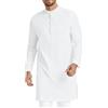 LVCBL Caftano Lino Thobe Uomo Casual Islamico Abbigliamento Uomo Retro Abaya Lounge Robes M-3XL, bianco, XXL