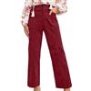 Generic Pantaloni da donna in velluto a coste vintage a vita alta doppi bottoni gamba dritta pantaloni invernali alla moda smart casual pantaloni corti ufficio lavoro velluto a coste pantaloni da salotto con